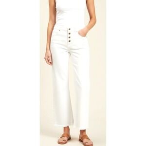 Michael Kors Jeans Womens White Wide Leg Button Fly  Raw Hem Denim EUC Size 14
